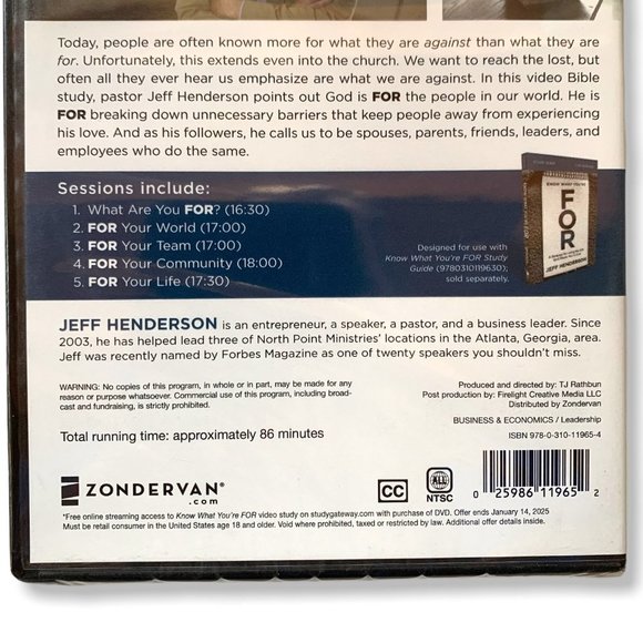 🍁2/$30🍁Know What You're FOR: A Strategy for Living the Life God Wan .. DVD - Picture 4 of 4